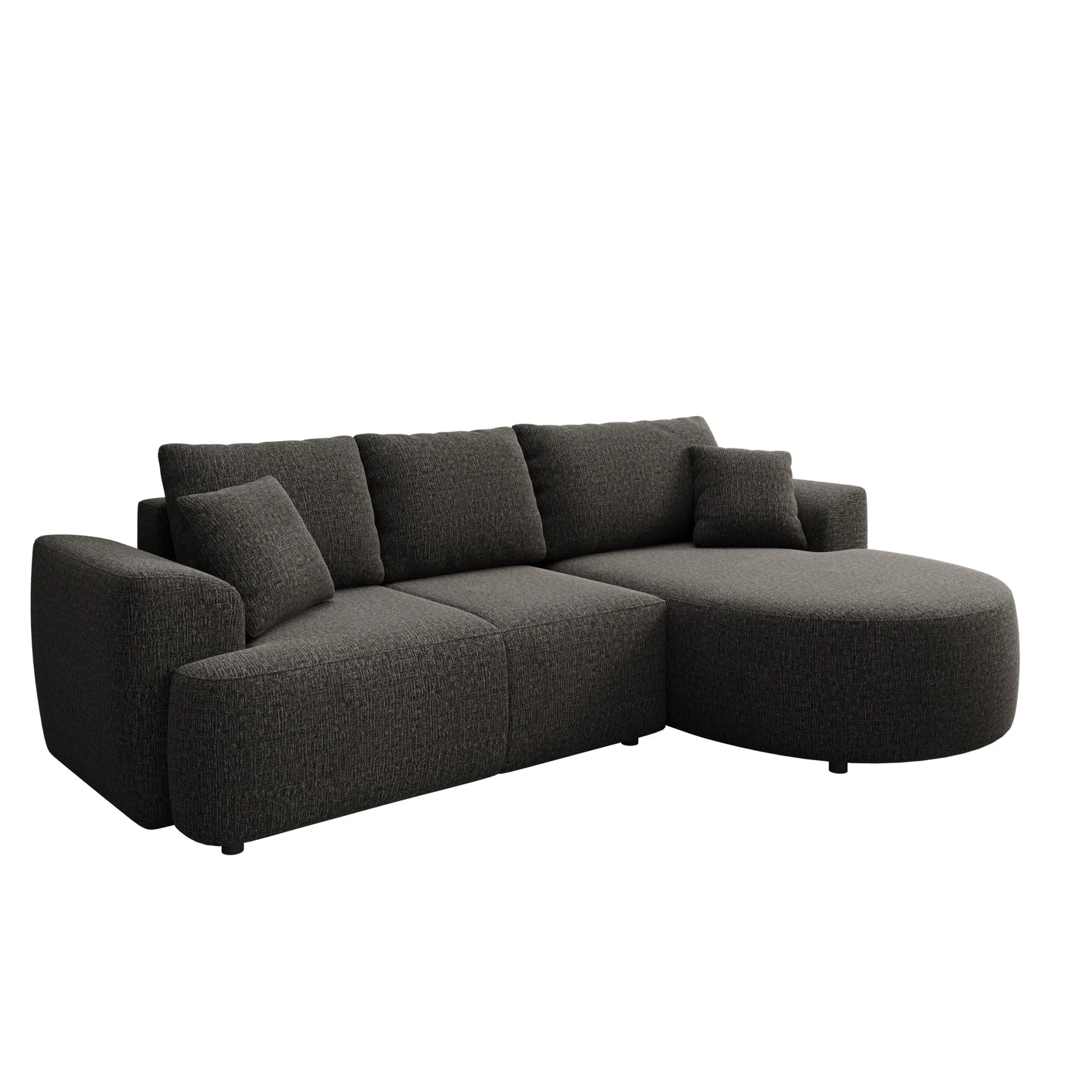 Palladio - Hoekbank 3-zits met chaise longue - Stof zwart - Rechts