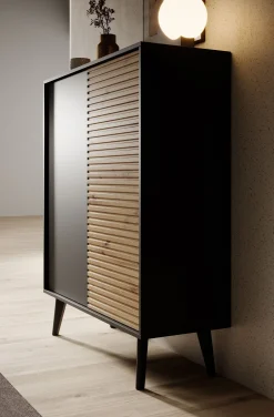 Palladium 2 - Dressoir - Eiken/zwart - 104x39x125 cm