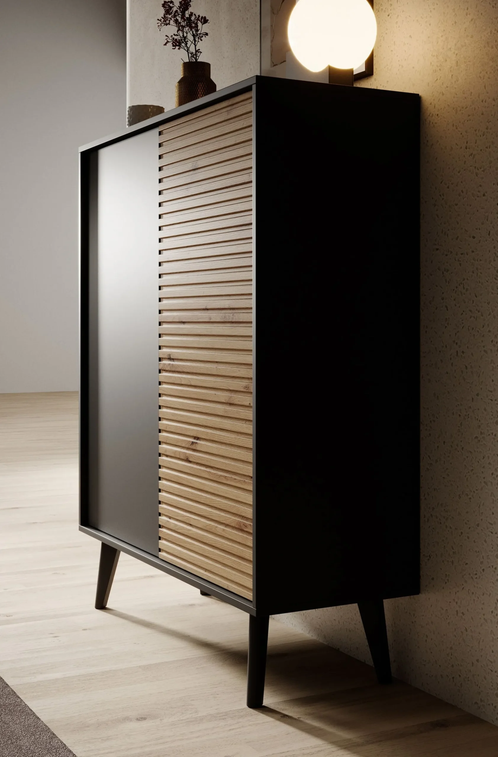 Palladium 2 - Dressoir - Eiken/zwart - 104x39x125 cm