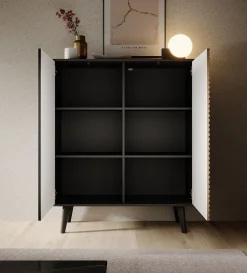 Palladium 2 - Dressoir - Eiken/zwart - 104x39x125 cm