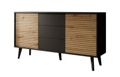 Palladium 3 - Dressoir - Eiken/zwart - 154x39x83 cm