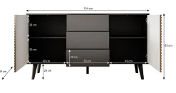 Palladium 3 - Dressoir - Eiken/zwart - 154x39x83 cm