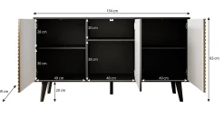 Palladium - Dressoir - Eiken/zwart - 154x39x83 cm