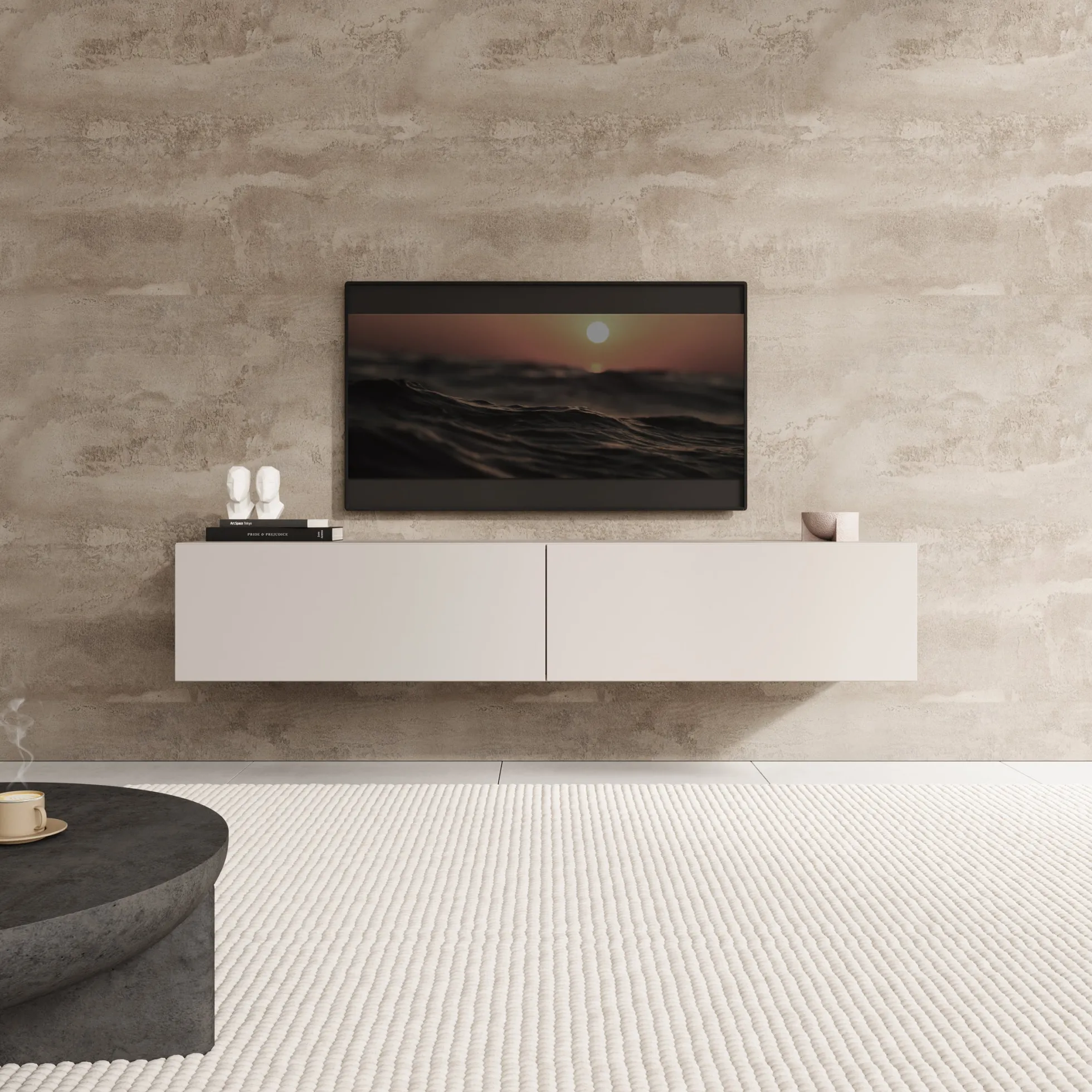 Palm - TV-Meubel - Beige - 160x40x30 cm