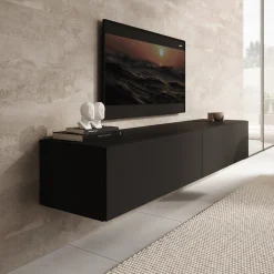 Palm - TV-Meubel - Mat zwart - 180x39x30 cm