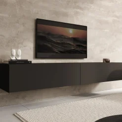 Palm - TV-Meubel - Mat zwart - 200x40x30 cm