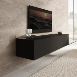 Palm - TV-Meubel - Mat zwart - 160x40x30 cm