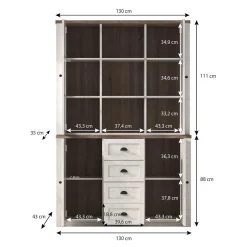 Parello 2 - Buffetkast - Wit/eiken - 130x43x199 cm