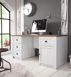 Parello - Bureau - Wit/eiken - 160x67 cm