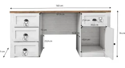 Parello - Bureau - Wit/eiken - 160x67 cm