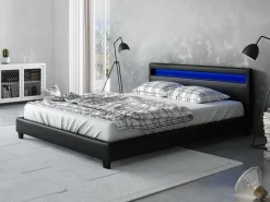 Paris - Tweepersoonsbed met verlichting - Zwart - 160x200 cm