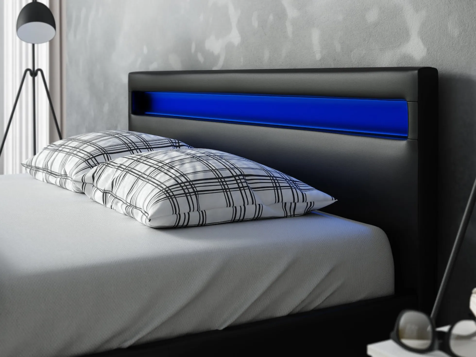 Paris - Tweepersoonsbed met verlichting - Zwart - 160x200 cm