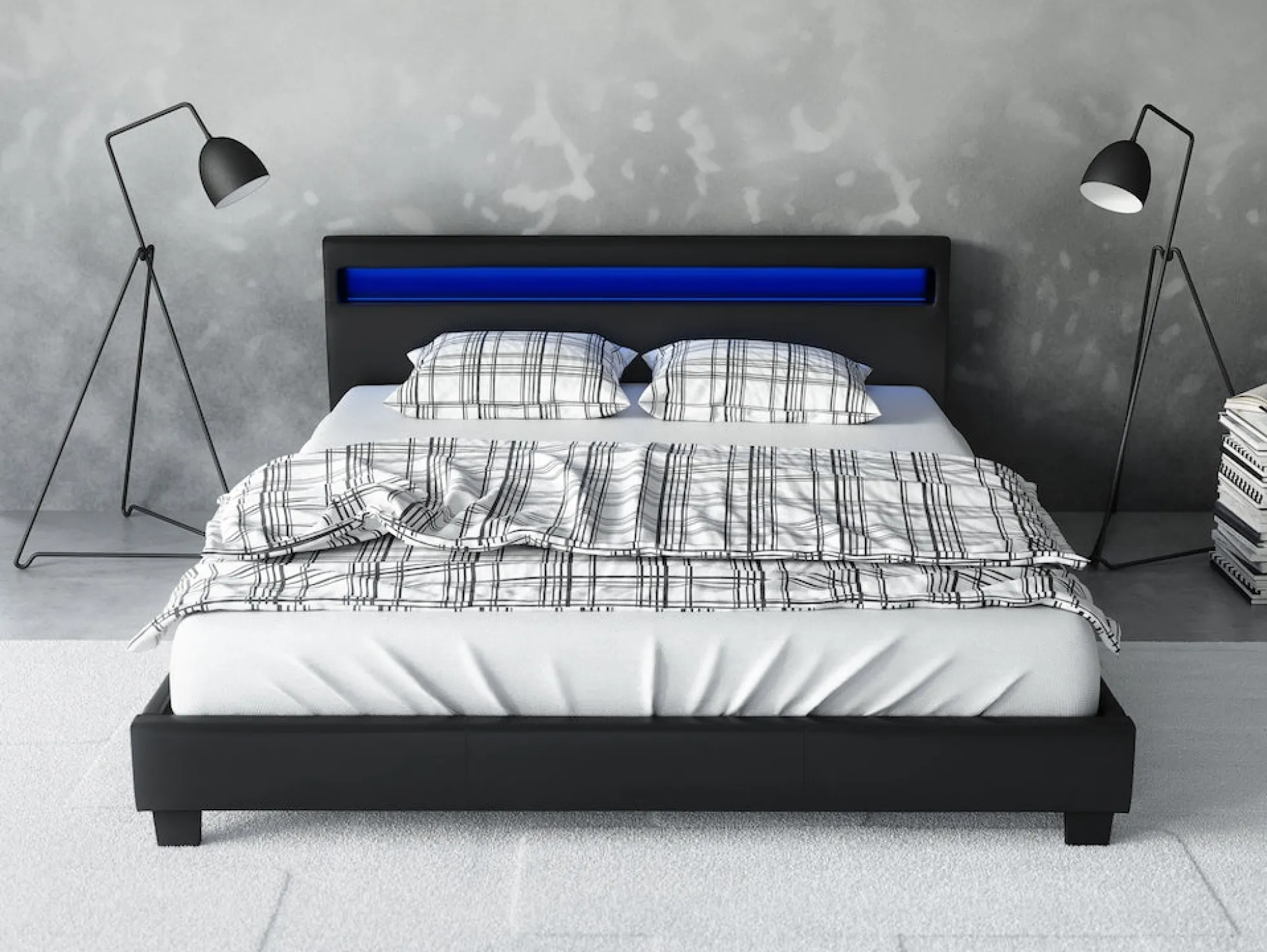 Paris - Tweepersoonsbed met verlichting - Zwart - 160x200 cm