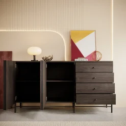 Paz - Dressoir - Donker eiken - 165x44x87 cm