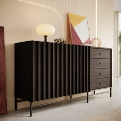 Paz - Dressoir - Donker eiken - 165x44x87 cm