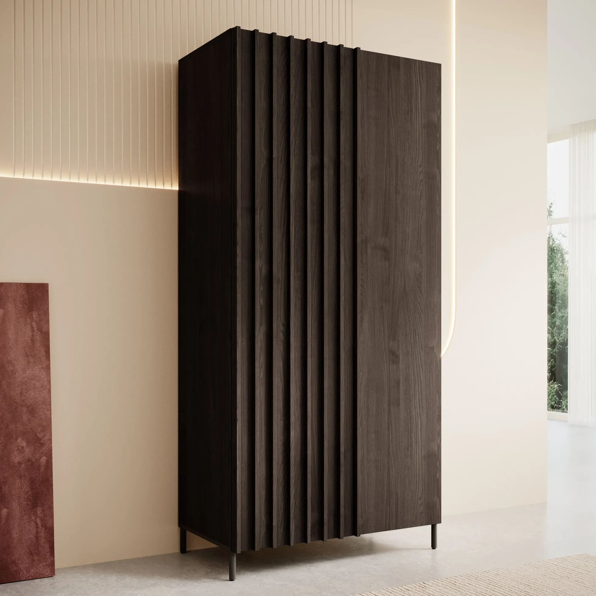 Paz - Kledingkast 2-deurs - Donker bruin - 92x54x196 cm