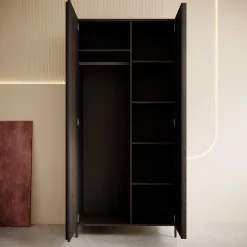 Paz - Kledingkast 2-deurs - Donker bruin - 92x54x196 cm