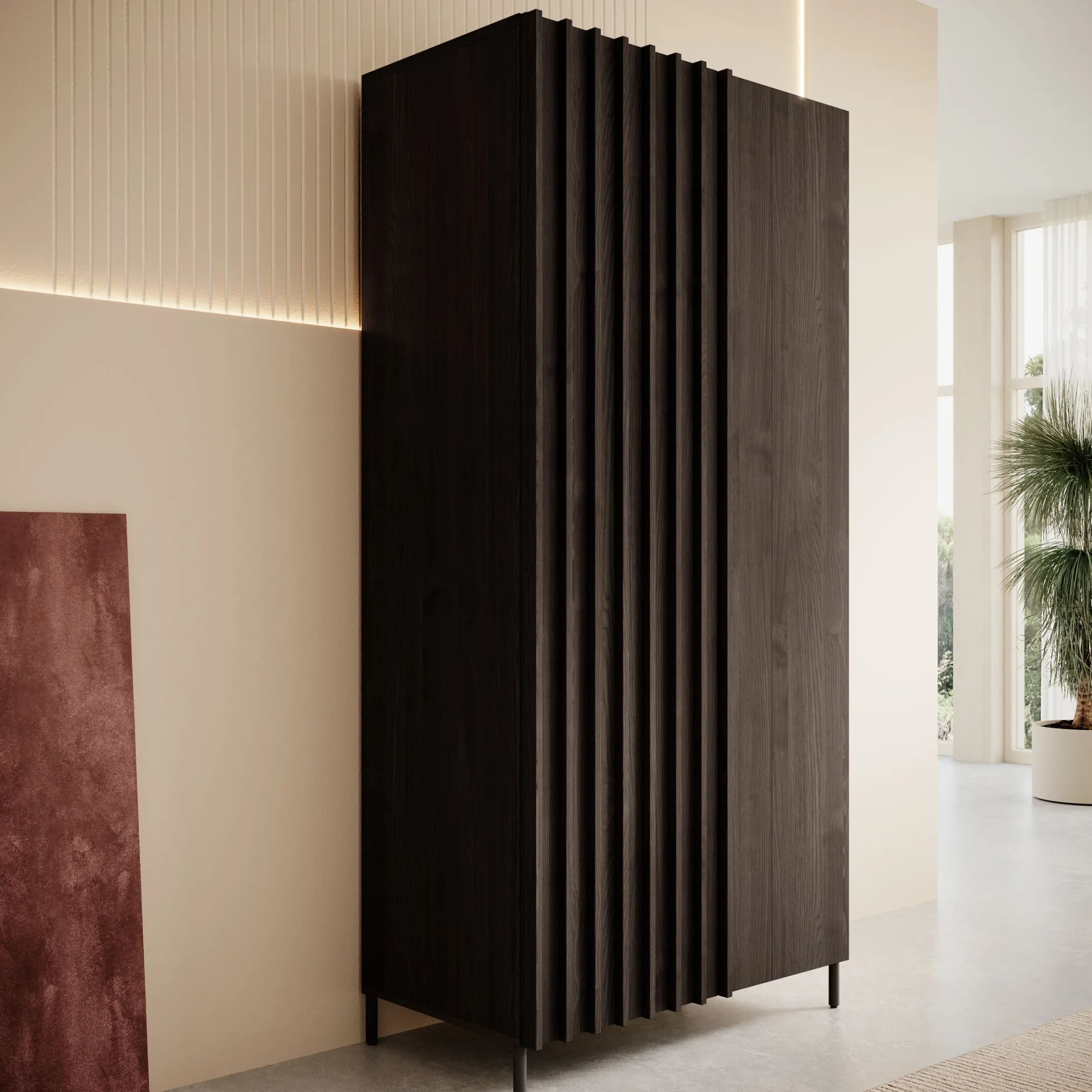Paz - Kledingkast 2-deurs - Donker bruin - 92x54x196 cm
