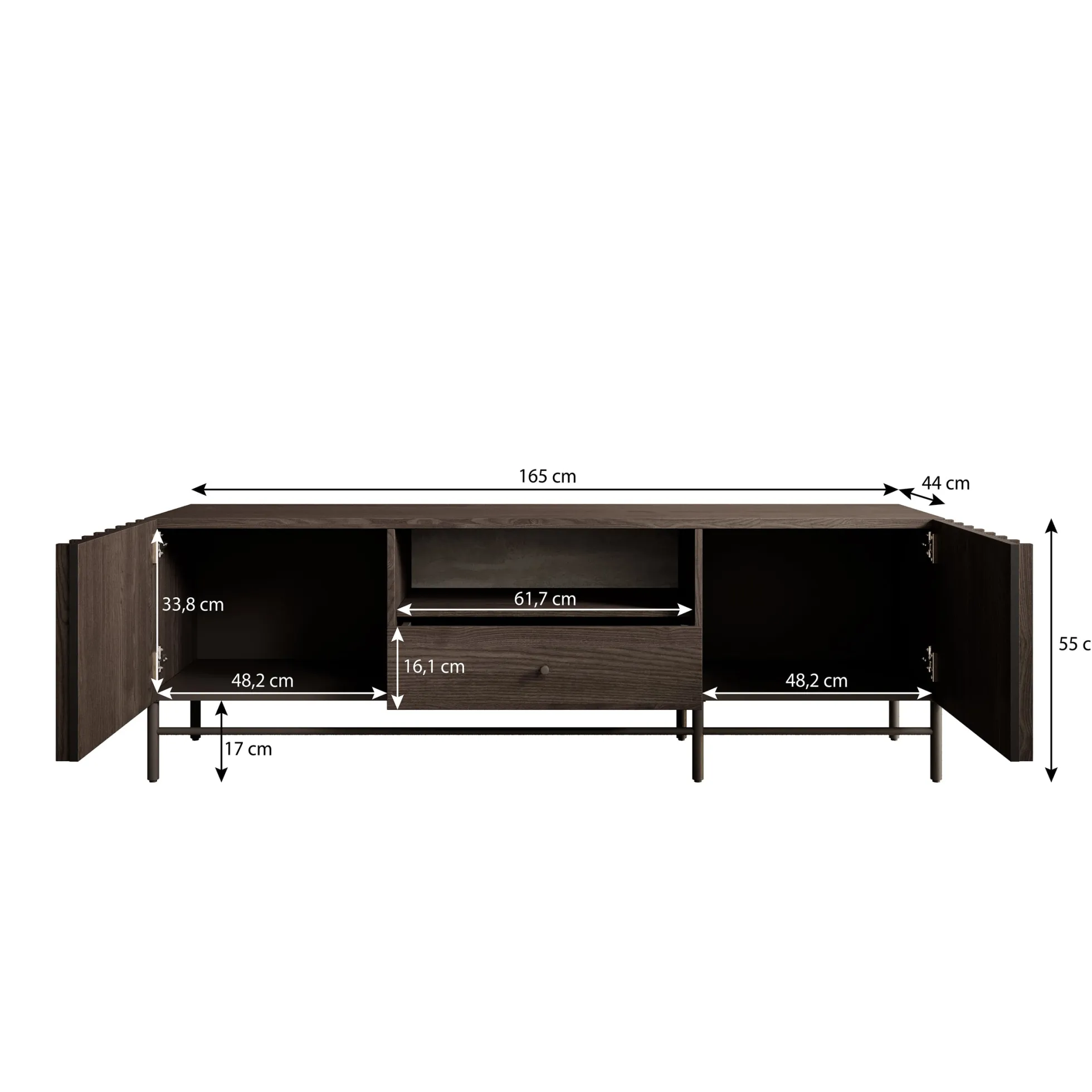 Paz - TV-Meubel met 2 deuren - Donker eiken - 165 cm
