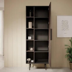Pedro - Boekenkast - Donker eiken/zwart eiken - 70x41x190 cm