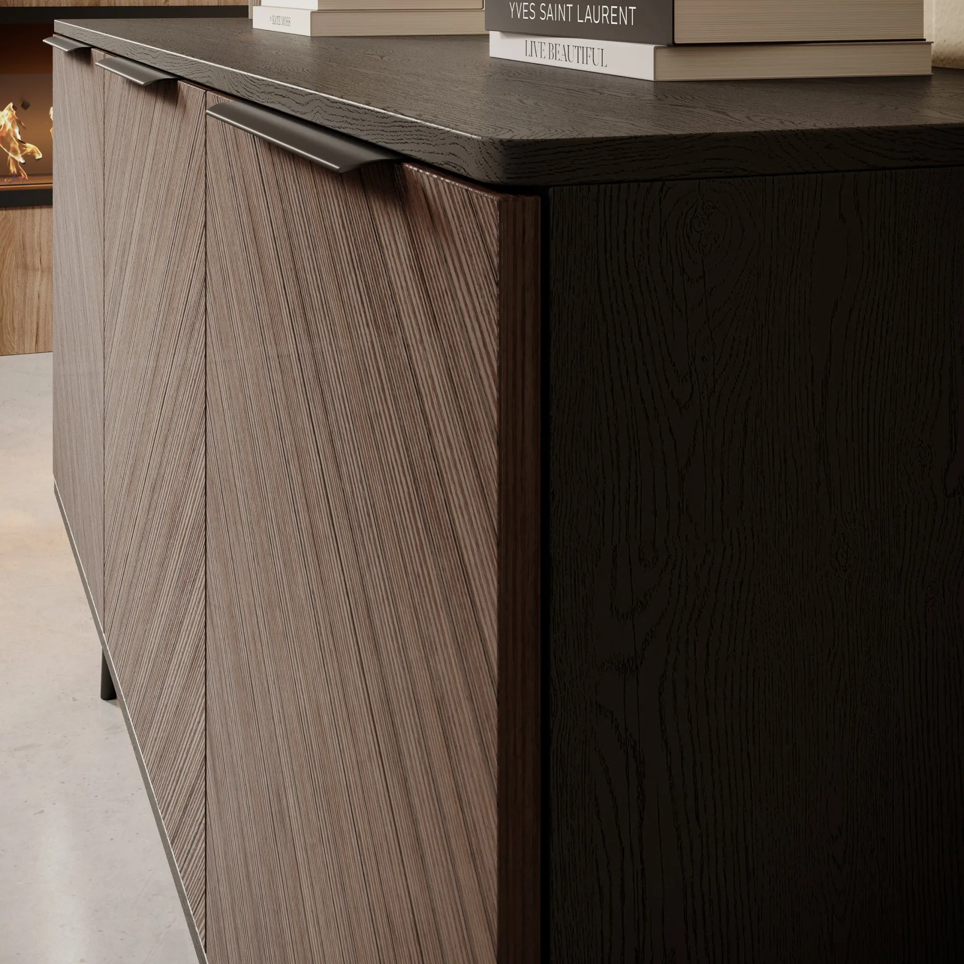 Pedro - Dressoir - Donker eiken/zwart - 150x41x80 cm