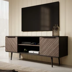 Pedro - TV-Meubel - Donker eiken/zwart eiken - 150 cm