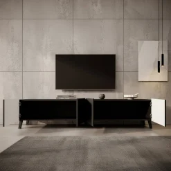 Pepinos 2 - TV-Meubel - Mat zwart - 200x42x44 cm