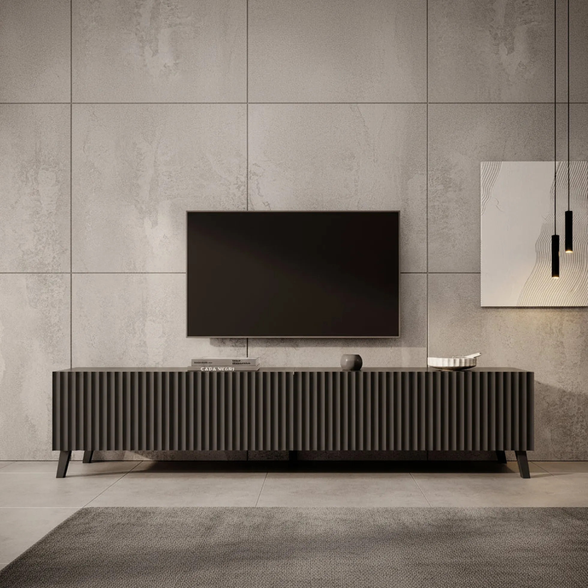 Pepinos 2 - TV-Meubel - Mat zwart - 200x42x44 cm