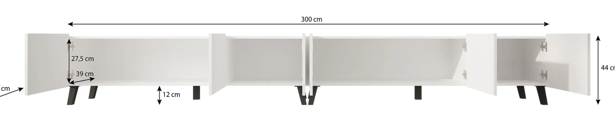 Pepinos 2 - TV-Meubel - Wit - 300x42x44 cm