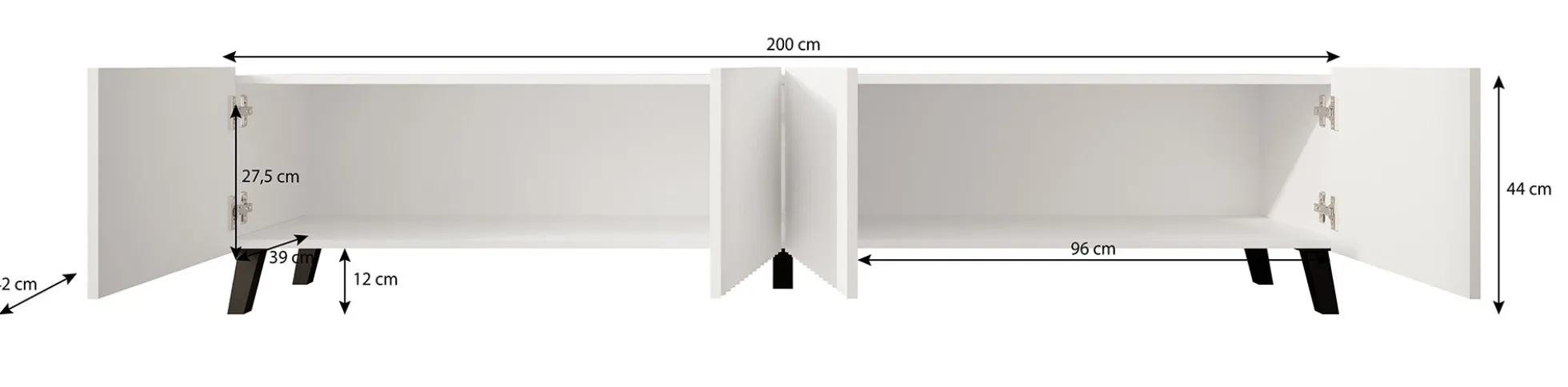 Pepinos 2 - TV-Meubel - Wit - 200x42x44 cm