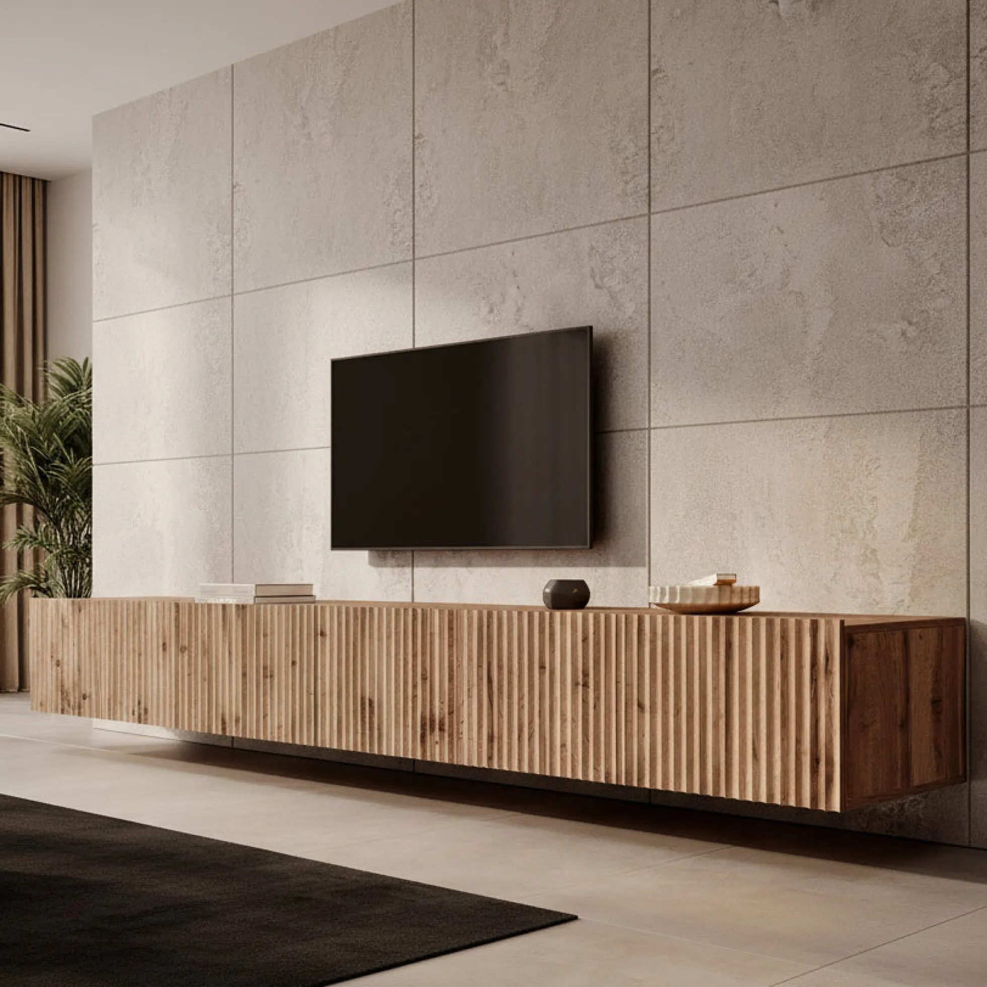 Pepinos - TV-Meubel - Eiken - 300x42x33 cm