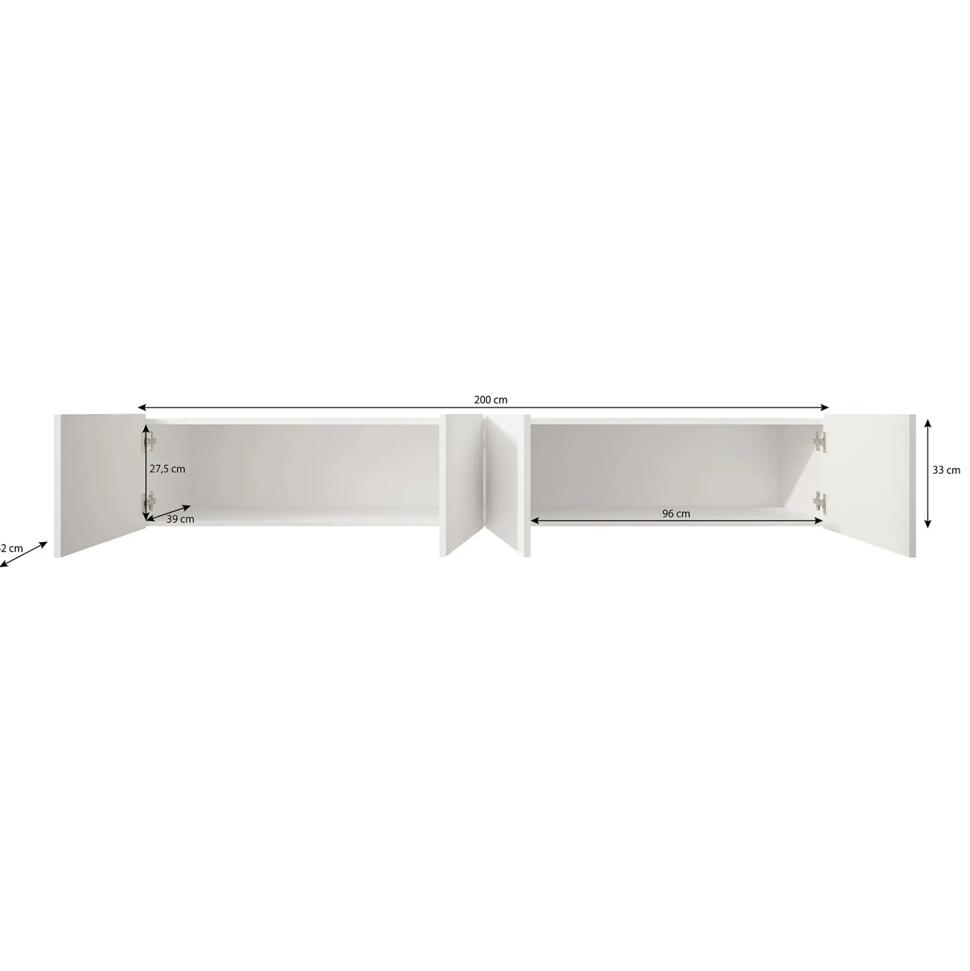 Pepinos - TV-Meubel - Mat zwart - 200x42x33 cm