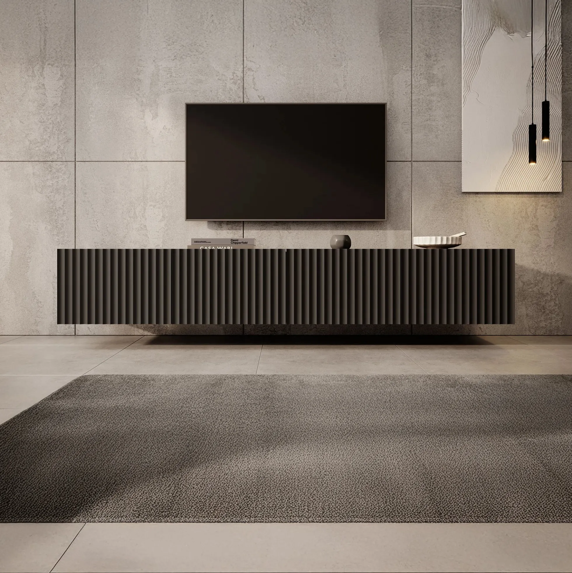 Pepinos - TV-Meubel - Mat zwart - 200x42x33 cm