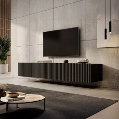 Pepinos - TV-Meubel - Mat zwart - 200x42x33 cm