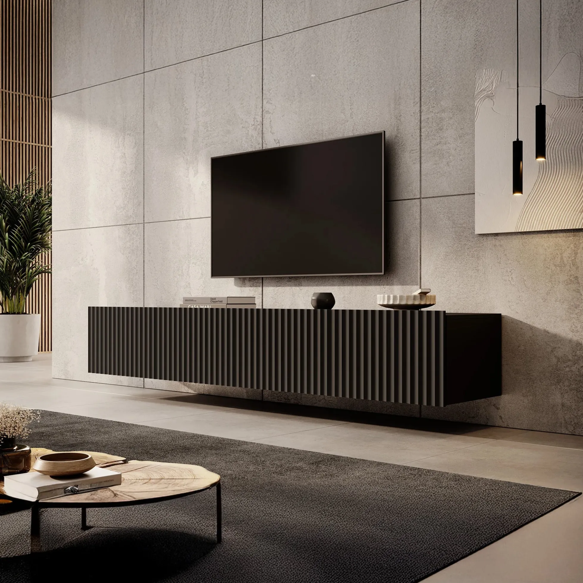 Pepinos - TV-Meubel - Mat zwart - 200x42x33 cm