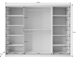 Pete - Kledingkast met schuifdeuren - Zwart - 250x62x200 cm
