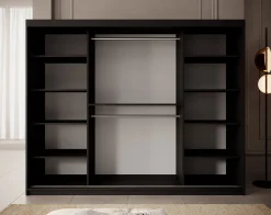 Pete - Kledingkast met schuifdeuren - Zwart - 250x62x200 cm