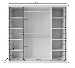 Pete - Kledingkast met schuifdeuren - Wit - 200x62x200 cm