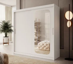 Pete - Kledingkast met schuifdeuren - Wit - 200x62x200 cm
