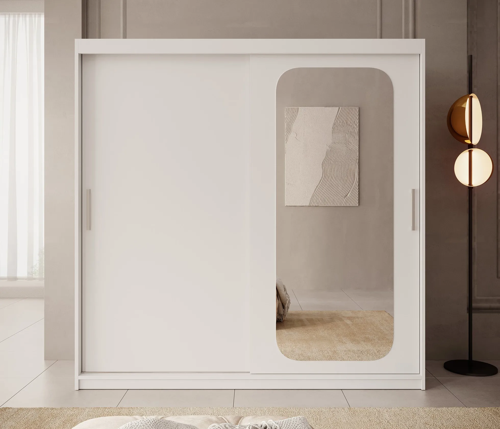 Pete - Kledingkast met schuifdeuren - Wit - 200x62x200 cm