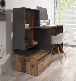 Pierre 2 - Bureau - Donker eiken/antraciet - 145x52 cm