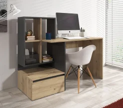 Pierre 2 - Bureau - Eiken/antraciet - 145x52 cm