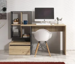 Pierre 2 - Bureau - Eiken/antraciet - 145x52 cm