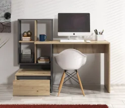 Pierre 2 - Bureau - Eiken/antraciet - 145x52 cm