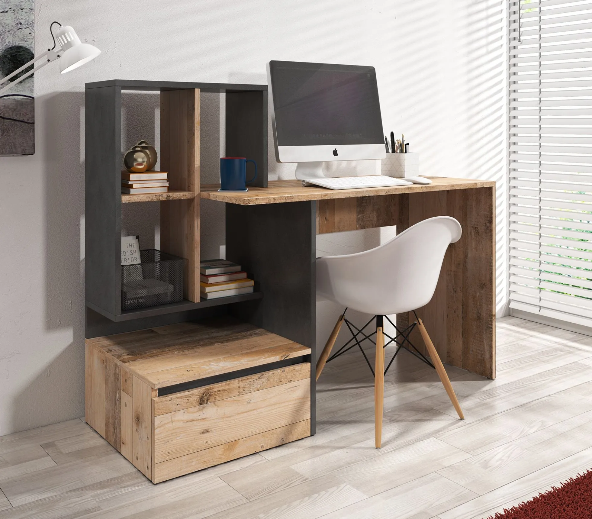 Pierre 2 - Bureau - Licht eiken/antraciet - 145x52 cm