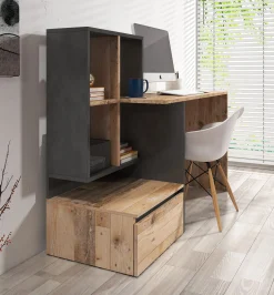 Pierre 2 - Bureau - Licht eiken/antraciet - 145x52 cm
