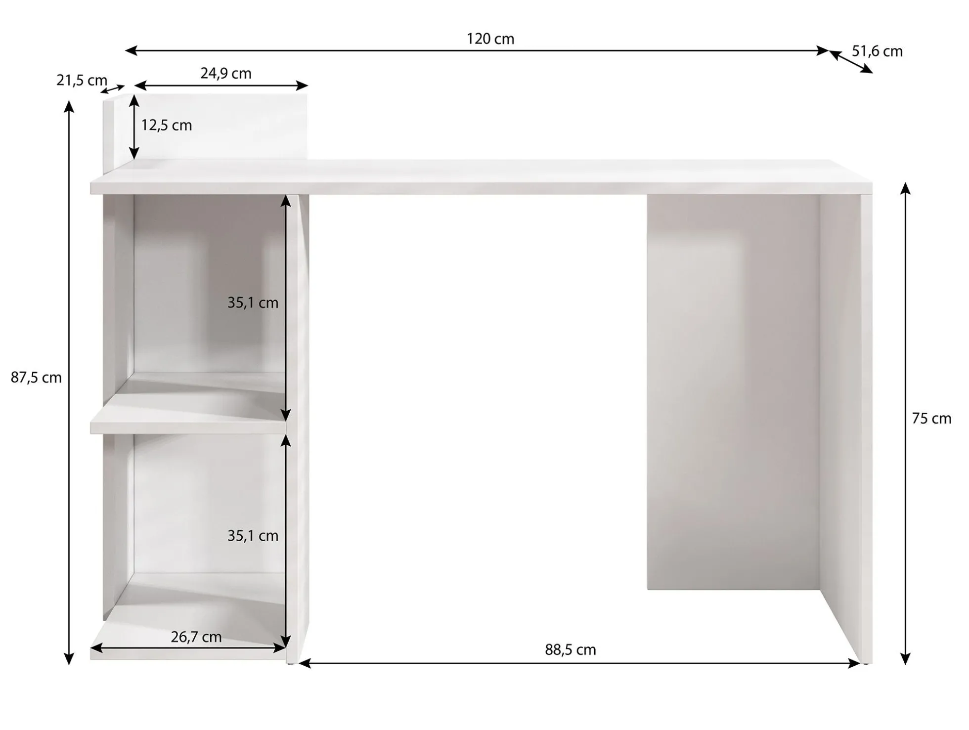 Pierre - Bureau - Zwart - 120x52 cm
