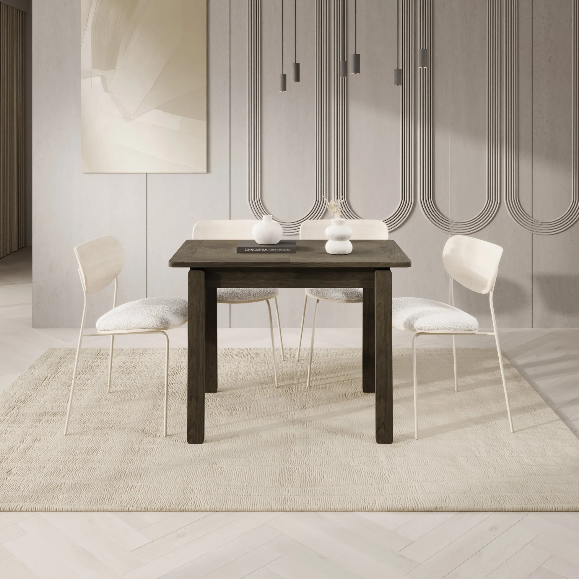 Portino - Eetkamertafel - Donker eiken - 104-224x60x77 cm