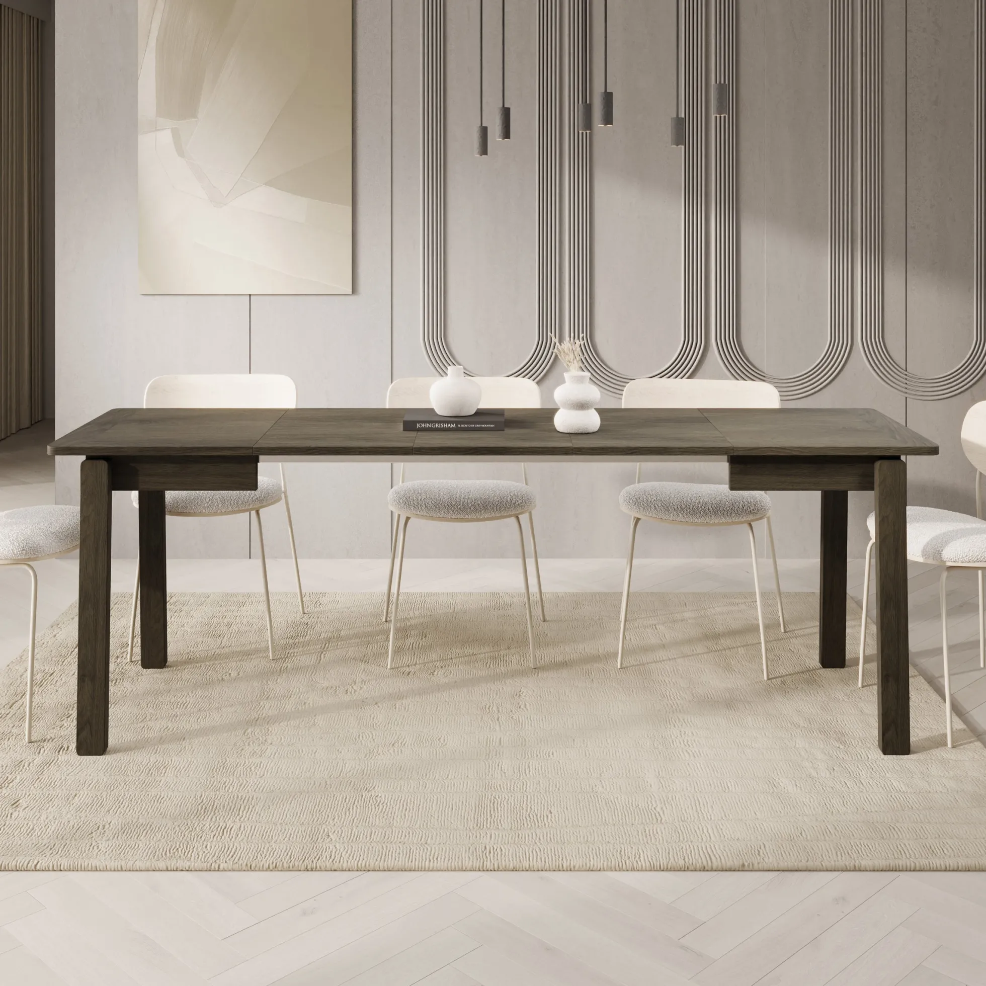Portino - Eetkamertafel - Donker eiken - 104-224x60x77 cm
