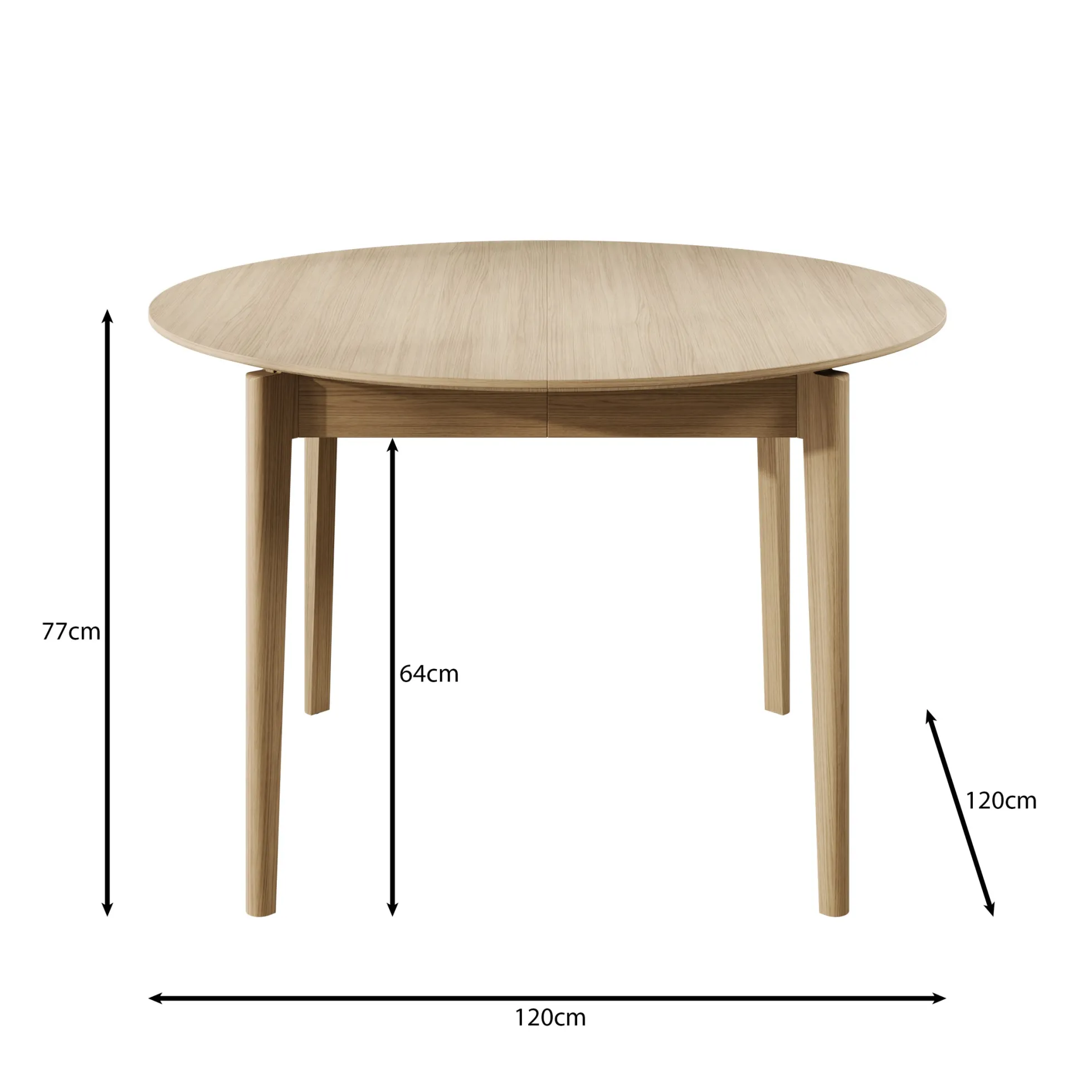 Portino - Eetkamertafel - Donker eiken - 120-240x120x77 cm